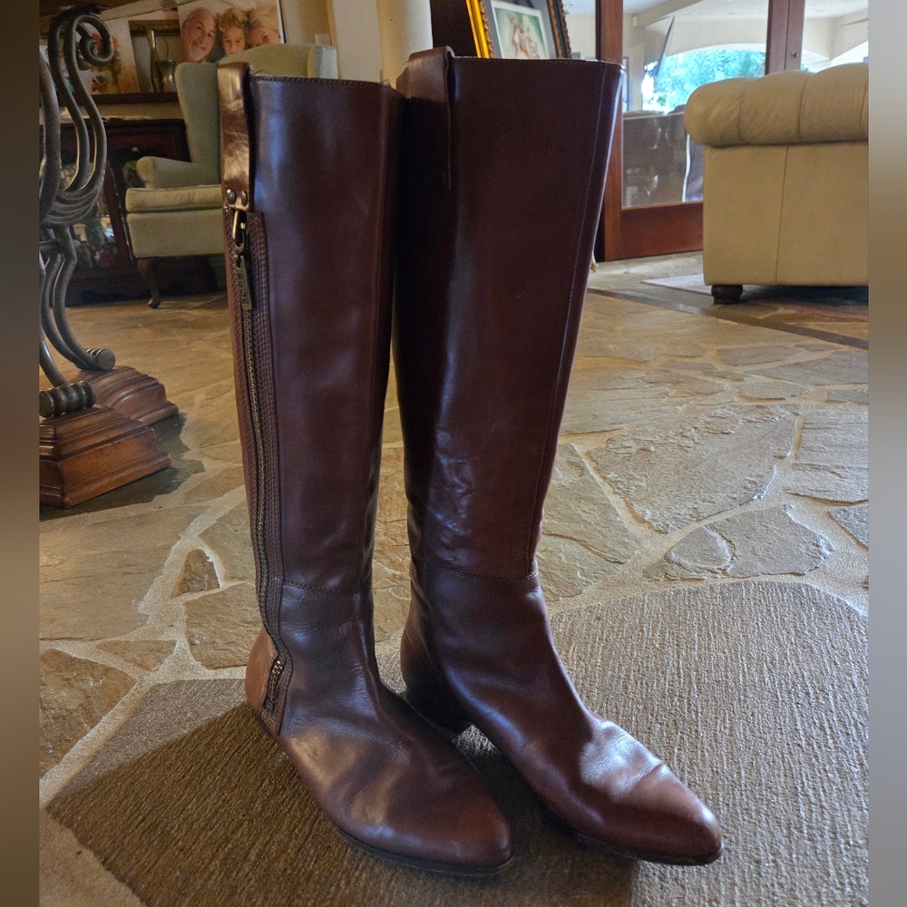 Michael Kors Long Boots, Brown, All Leather, Size 7.5 M